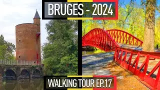 BRUGES Free Tour 2024 4K | Barge bridge to Gunpowder tower |  #bruges #belgium #travel
