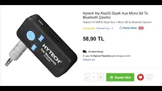 Bluetooth AUX Ara&ccedil; kiti - Ara&ccedil;ta Bluetooth Telefon g&ouml;r&uuml;şmesi - Hytech HY-XBA35 Aux Sd To Bluetooth