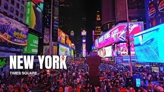 New York Walk 4K HDR | Times Square Neon Lights & Crowds 2025