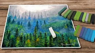 Soft pastel drawing - How to draw a Forest Landscape with soft pastels