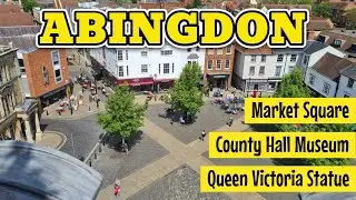 Abingdon Market Square - Abingdon County Hall Museum and Queen Victoria Statue