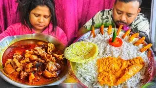 # লাল লাল ঝাল ঝাল pork এর মাংস  এই প্রথম খেলাম এত সুস্বাদু সাথে ডাল পাপড়🤤🤤
