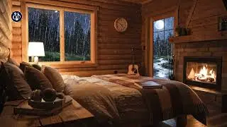 Deep Sleep Music 🌙 🔥 Fireplace Sounds For Calm Sleep 🔴 LIVE Cozy Bedroom Cabin