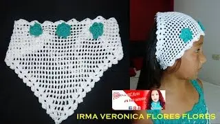 PAÑUELO PARA EL CABELLO TEJIDO A CROCHET, GANCHILLO PASO A PASO