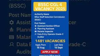 BSSC CGL Vacancy 2025 #biharjobs #bssccgl2025