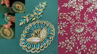 Maggam work zardosi longa knot చాలా ఈజీగా కుట్టవచ్చు! #aariwork #maggamwork 