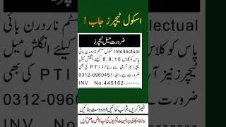 The Intellectual School Peshawar Jobs 2025 | Teacher, PTI & English Teacher Vacancies |Aaj Newspaper