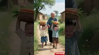 Adorable Babies Helping Grandma Carry Two Baskets of Fresh Carrots 🥕💛