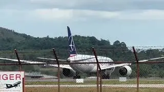Lot Polish airlines Boeing 787-8Dreamliner take off Phuket international airport 