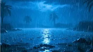Gentle Desert Oasis Rainfall at Night | Sleep ASMR Sounds