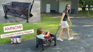 AMNOW Collapsible Folding Wagon, 360 wheels and lightweight #wagon #beachlife #collapsible