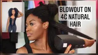 Blow out on 4C Natural Hair | Using Coconut Oil and Shea Butter as heat protectants