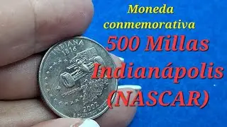 QUARTERS 50 Estados: INDIANA. La carrera automovil&iacute;stica Indian&aacute;polis NASCAR en una Moneda.