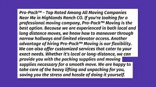 Professional Moving Company in Highlands Ranch CO | Pro-Pack Moving of Denver CO