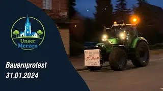 Bauernprotest Treckerdemo Kolonnenfahrt durch Merzen Landkreis Osnabrück am 31.01.2024
