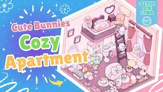 DIY Cute Bunny Cozy Apartment 🐰🏠 | 3D Sticker Scene Craft Tutorial