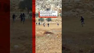 Moment Israeli settlers attack Palestinian farmland in West Bank. #BBCNews