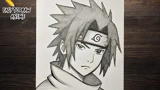 How to draw Sasuke Uchiha from Naruto - Easy anime drawing tutorial 