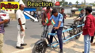 Traffic police OMG 😱 Reaction ! build 6 sitter engine bike 99cc ! Mileage 100! Per Little 😳