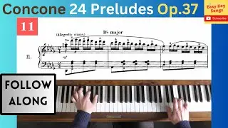 G.Concone. 24 Preludes Op.37 in all keys. Prelude No11 in D Flat Major - Piano tutorial with score.