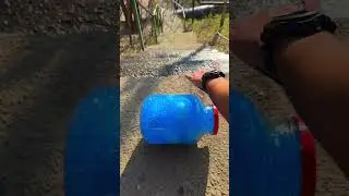 Rolling colorfull bottle on the stair 🌈👻 #asmr #crushingsoftthings #crushingcrunchythings