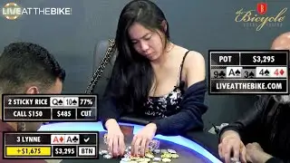 Lynne Runs Hot vs Jamie Gold, StickyRice1, WinoPoker & Friends &spades; Live at the Bike!