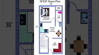 18x31 Sqft 1bhk Best Vastu House Plan 🏠 #architecturalplan #floorplan #design #vastufloorplan #site