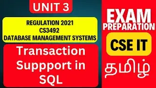 Transaction Support in SQL | Unit 3 CS3492 Anna University R2021 | COMMIT ROLLBACK SAVEPOINT
