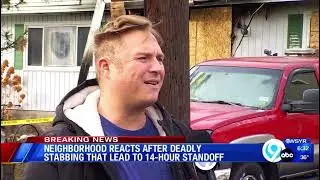 SPEAKING WITH NEIGHBORS AFTER THE 14 HOUR OVERNIGHT STAND-OFF FOLLOWING A STABBING IN SALINA