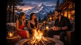 🔥 Ultra-Luxury Mountain Cabin Campfire Ambience | Crackling Fireplace Sound | Romantic Night