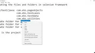 Creating the files and folders in selenium framework