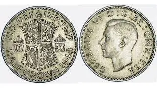 UK 1945 HALF CROWN Coin VALUE + REVIEW George VI Silver Coin