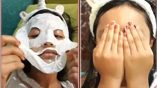 My 8 year old daughter is obssesed with Korean Face Sheet Mask 😯 #shorts #nimishasfunworld