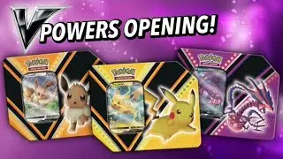 Pikachu, Eevee, Eternatus V Powers Tins Unboxing!!!
