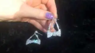 BOW TIE: Clear stone dangle earrings bow shaped - www.TJIstyle.com