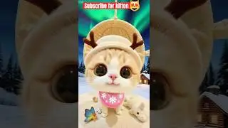Frosty Floof: Christmas Reindeer Cat #Shorts😻❄️🫎