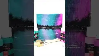 Tranquil Space Lake Painting 🌌✨ Acrylic Painting in 40 Seconds #acrylicpainting #satisfyingart