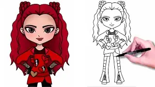 💖 How to draw PRINCESS RED chibi  - DESCENDANTS 4  - THE RISE of red 2 CUTE GIRL KAWAII