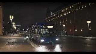 Sweden, Stockholm, bus 3 night ride from Stadshuset to Fleminggatan