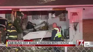 Car drives through Fayetteville home on Blanton Road