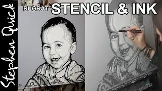 STENCIL and INK SPRAY PAINTING - Child Portrait