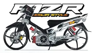Cara Menggambar Motor FIZ R Jogja style | Menggambar Motor Drag F1Z R