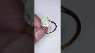opal and high quality Genuine Diamond 14k Gold ring