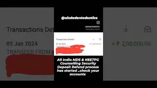 All India MDS & NEETPG Counselling Security Deposit Refund process has started. #neetpgcounselling