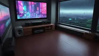 CHUVA NA SALA MODERNA COM VISTA URBANA 🌃🌧️ | RAIN IN MODERN CITY VIEW ROOM | 2H30