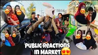 Cute Girls😍😍 Reactions In Market | Bunny Helmet Cover | Faisalabadi Rider