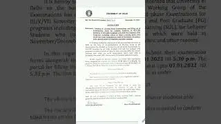 Delhi University 3rd 5th 7th semester exam notification for who could not write exam in Nov-Dec!