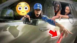 THROWING MY SISTERS NINTENDO SWITCHES OUT THE CAR WINDOW PRANK (EXTREMELY HILARIOUS)