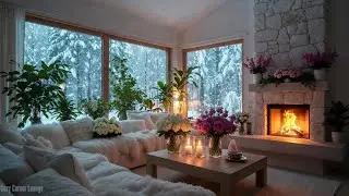 [LIVE 24/7] Soft Crackling Fireplace & Cozy Winter Morning ❄️ | Cozy Winter Ambience for Relaxation