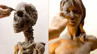 【骨と裸】粘土で骨から裸婦を作る制作動画